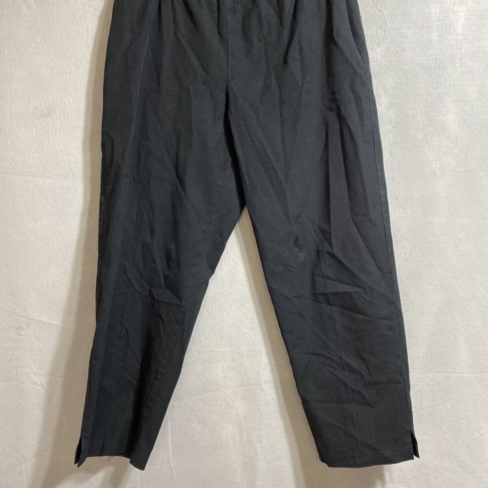 Eileen Fisher Women's Black Elastic Waist Cropped Organic‎ Blend Cotton Sz L